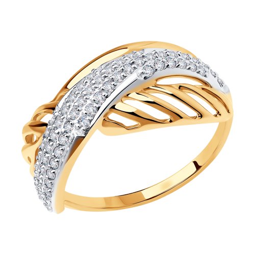 Кольцо, золото, фианит, 018614
